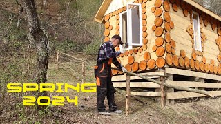 BUSHCRAFT IN THE FOREST Warm wood Shelter for Survival in the Wild Woods Part 2  ASMR DIY [upl. by Alraep]