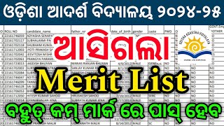 odisha adarsha vidyalaya cut off marks 2024  oavs entrance cut off marks 2024 [upl. by Inalaek]