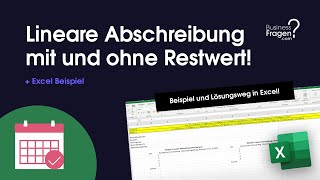 Lineare Abschreibung mit und ohne Restwert  Lineare Abschreibung Excel Beispiel berechnen [upl. by Esiralc304]