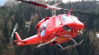 Bell 212 Twin Huey engine start and take off from Karres Heli Austria base [upl. by Etnauq865]