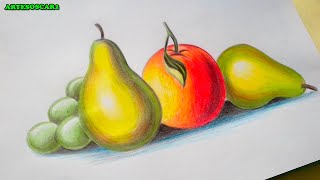 MIRA como Dibujar Bodegones de FRUTAS  how to draw fruits [upl. by Lawrence]