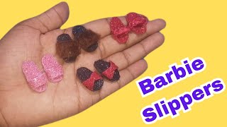 how to make Barbie slippersbarbie shoesbarbie miniaturesdiycraftsdiy doll hacks [upl. by Toile23]