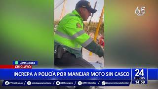 Chiclayo Ciudadano increpa a policía por manejar moto sin casco [upl. by Belia]