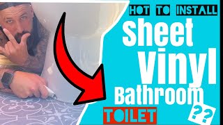 How To Install Sheet vinyl Around Toilet  Bathroom diy vinyl flooring carpet [upl. by Ssej]