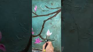 Magnolia Short acrylicpainting learnpainting painting coursdepeinture [upl. by Aira]