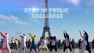 DANCING TO KPOP IN PUBLIC PARIS BTS  GO GO dance cover by RISIN CREW from France kigurumi ver [upl. by Namurt]