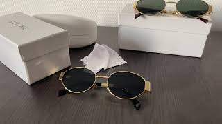 DHgate Celine Triomphe Metal Gold Sunglasses Unboxing amp Review [upl. by Gavin937]