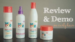 Just For Me Hair Milk Demo amp Review on Curly Hair [upl. by Edahc]