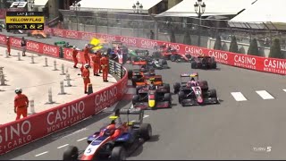 F3 Monaco Sprint Race Start Big chain accident on the first lap [upl. by Iona]