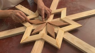 Easy Wooden Ideas For Christmas Decoration  Process Of Making Giant Snowflakes With Pallet Wood [upl. by Maighdiln]