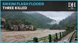 Sikkim flash floods  3 dead 23 Army personnel missing  Lake cloudburst [upl. by Allerus549]