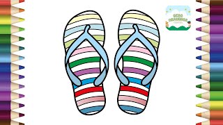 How to Draw Flip Flops Simple amp Easy Step by Step for Kids  Flip Flops Drawing [upl. by Nnaeilsel]