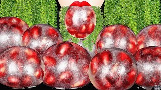 ASMR SEA GRAPES POMEGRANATE EDIBLE WATER BOTTLE GIANT POPPING BOBA EATING SOUNDS asmr food 먹방 Abbey [upl. by Adnola]