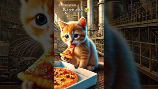 Cute kitten 🐈 vomiting 🤮 after eating pizza 🍕 kitten cat catstory shorts short trending [upl. by Milka]