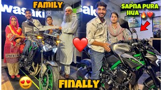 Taking Delivery of My Dream Super bike Kawasaki z900 with Family 🥺💕 [upl. by Sollows87]