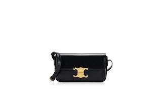 Celine Shiny Calfskin Claude Triomphe Shoulder Bag Black [upl. by Conny]