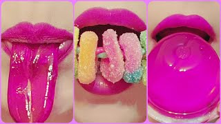 Liquid Candy OOZE TUBE Gummi Candy WAX Candy Honey Jelly ASMR 🍒🍓🍭🍮🍡👅 emoji eating challenge [upl. by Nivalc]