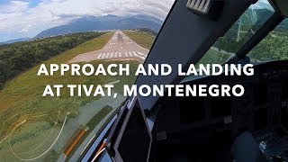 Approach and landing at Tivat Montenegro Заход на посадку в Тивате Черногория [upl. by Norse]