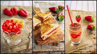 3 IDEE per la COLAZIONE SANA  Con fragole e banane FACILI VELOCI LIGHT  3 healthy breakfast ideas [upl. by Tennaj385]