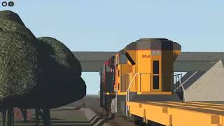 KCS CN Leads SD70 Flatcar Train with Emergency Brakes [upl. by Eileek]