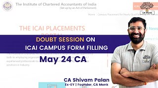 ICAI Campus Placement Form May 24 Doubt Solving Session  ICAI Campus Placement May 24 [upl. by Attehcnoc]