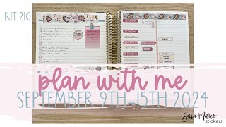 Plan with Me September 9th  15th 2024  Kit 210 SNEAK PEEK Sara Marie Stickers [upl. by Shalne166]