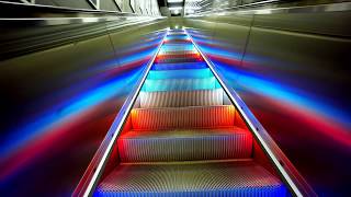 Sweden Stockholm Hallonbergen subway station rainbow escalator and SMW elvator ride [upl. by Ayirp]