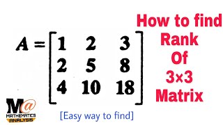 1 HOW TO FIND RANK OF THE MATRIX  RANK OF A MATRIX  MATRIX AND DETERMINANT  ENG MATHS [upl. by Enimasaj]