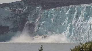 Glacier Calving montage from Childs Glacier in Alaska August 2019 Ground and drone shots 4k [upl. by Paulie813]