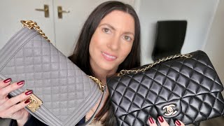 CHANEL Boy Bag vs Classic Flap a comparison [upl. by Hershell559]