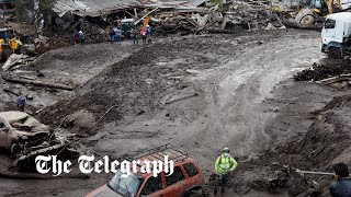 Ecuador Victim stuck in mud as deadly landslide sweeps through capital Quito [upl. by Oilalue]