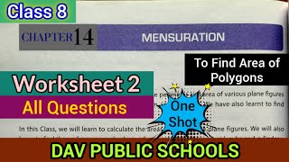 DAV class 8 maths chapter 14 Mensuration worksheet 2  All Questions Solved [upl. by Ricki]