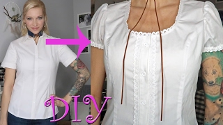 DIY Shirt To Blouse  Upcycle  Button Down Shirt Makeover [upl. by Maryl]