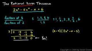 Algebra 2 607a  The Rational Zeros Theorem Part 1 [upl. by Zack]