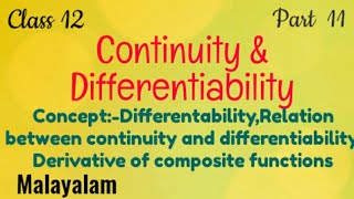 DifferentiabilityClass12Continuity and DifferentiabilityMathsMalayalam [upl. by Gerhard]