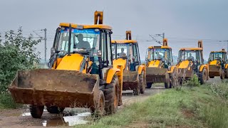 5 JCB 3DX machines go together to plug broken pond in my village  Jcb vs jcb [upl. by Redman455]