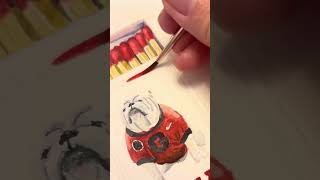 Matchbook art 🧑‍🎨 georgia bulldog watercolor painting funart tinyart watercolorpainting [upl. by Atsejam]