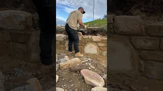 Stonemason builds sandstone wall stonewalling canberra [upl. by Ahsinrac]