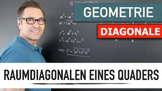 Wie berechne ich die Raumdiagonale im Quader Was ist eine Raumdiagonale  Pythagoras im Körper [upl. by Jehoash]