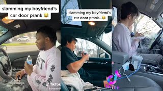 Slamming My BoyfriendGirlfriend Car Door Prank goes Wrong 😂🤕 tiktok [upl. by Donnie]