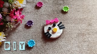 DIY Kitty cat face magnet  Miniature room decor craft [upl. by Seleta]