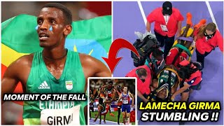 Olympics runner Lamecha Girma stretchered off after hitting head on track in terrifying scene [upl. by Roselba]