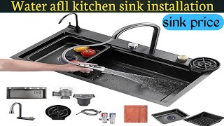 waterfall Kitchen Sink installation double ball mixture ki fitting [upl. by Najib734]