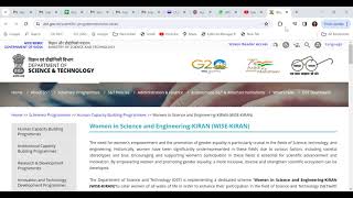 Fellowships for women II WISEKIRAN Scheme PhDPostDocProjectWIDUSHICURIE of DST [upl. by Modern]