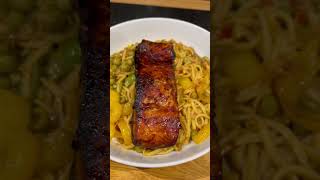 Soy salmon on the plate 😋  Backed up with Thai veggie and noodles  needed a bit of chilli sauce [upl. by Saire]