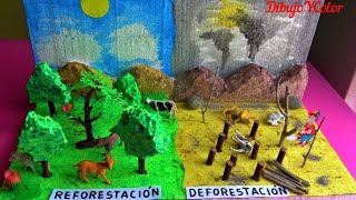 Como hacer maqueta REFORESTACIÓN y DEFORESTACIÓN CIENCIAS PROYECTOS [upl. by Ponton]