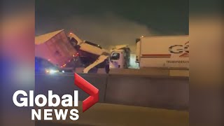 Video captures catastrophic Texas highway pileup [upl. by Alejandra]