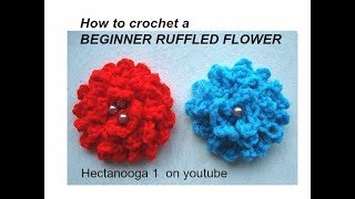 Easy Ruffled Beginner Crochet Flower [upl. by Gayleen]