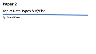 Data Types amp If Else [upl. by Alicirp149]