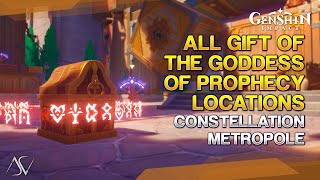 All Gift of the Goddess of Prophecy Puzzle Locations  Constellation Metropole  Genshin Impact [upl. by Aiekal]